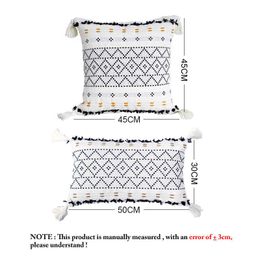 Cushion/Decorative Style Cushion Cover with Tassel Geometric Case Bedroom Sofa Decoration Black/Yellow Cover 30x50cm/45x45cm