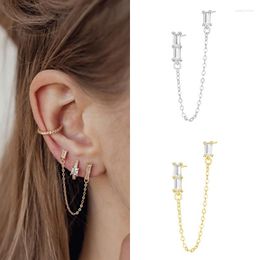 Stud Earrings Mini Geometry Irregular Simple For Women's Chain Cubic Zirconia Piercing Tragus Cartilage Ear Jewelry KCE212