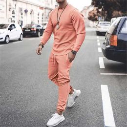 Men's T-shirt Suits Tracksuit Tennis Shorts T Shirt Set Solid Coloured Crew Neck Outdoor Street Long Sleeve Drawstring Clothing Apparel Sports Classic Casual