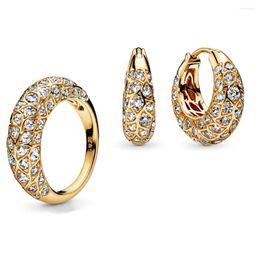 Stud Earrings 2023 High Quality Silver 925 Hoop Classic Sparkling Pattern Original Woman Jewelry Temperament Simple Gift