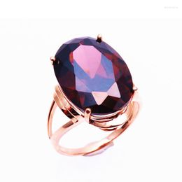 Cluster Rings 585 Purple Gold Inlaid Oval Ruby For Women Adjustable Light Luxury Classic 14K Rose Jewelry Gift Girlfriend