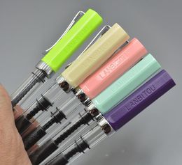 Pens 5Pcs wholesale price LANBITOU 3059 transparent piston Fountain Pen students Office stationery fashion cute ink Pens