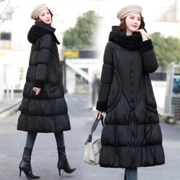 Women's Down Winter Ladies Fashion Slim Long Warm And Comfortable Hooded Stand-up Collar Jacket