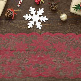 Table Cloth Red Christmas Runners 72 Inches Leaves Embroidered Holiday Xmas Party Decoration Wedding