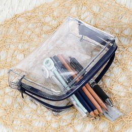 Bags PVC Pencil Bag Transparent Clear Super Big Zipper Stationery Case Cosmetic Makeup Business Trip Pen Pouch School Homework 66875