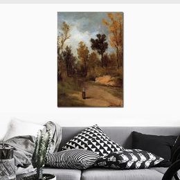 Impressionist Landscape Canvas Art Forest Path Paul Gauguin Painting Handmade Artwork for Hotel Lobby