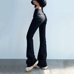 Women's Flare Sexy Hip Jeans Full-Length Denim Pants High Strecth Women High Elasticity Stretch Love Pattern Cute Boot Cut