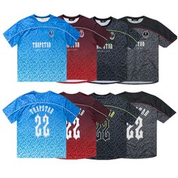 Trapstar Football Jersey Designer Mens Shirt Mesh Short Sleeve Blue No.22 Sportswear T-shirt Leisure Trend Street Fashion M60n