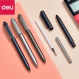 Deli Metal Gel Pens Pen 0.5MM Black Ink Sign 3 Colours Press High Density Stationery For School Office