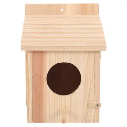 Decorative Flowers Birdcage Wooden House Nest Pet Birds Natural Breeding Box Feeder Small Nesting Garden