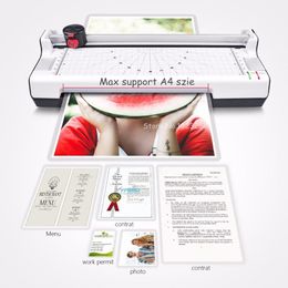 Laminator 4 in 1 Hot and Cold A4 Laminator with Rotary Trimmer Corner Rounder Photo/Doucment/Card Laminator Machine Max Support A4 Size