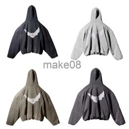 Men's Hoodies Sweatshirts Dove Print Hooded Hoodie Men Women Streetwear Sweatshirts High Quality Season 6 Loose Heavy Fabric Pullover WY634 J230629