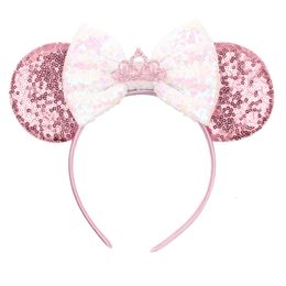 Hair Accessories Glitter Crown Hairband Girls Princess Party Headwear Sequins Mouse Ears Bow Headband Hair Accessories Kids Boutique Mujer 230628