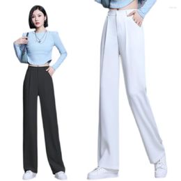 Women's Pants Black Straight Casual Women Summer Simple High Waist Korean Design All-match Wide Leg Baggy Fashion Trousers Femme Slacks