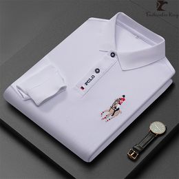 Men s Polos Polo Shirt Long Sleeve Solid Color Lapel Business Formal Shirts Casual Embroidery Comfortable 230629