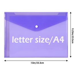 Folder 12pcs Plastic Envelopes Poly Envelope Folder 8 Colours Clear Plastic Reusable Folders A4 Letter Size for School Office Supplies