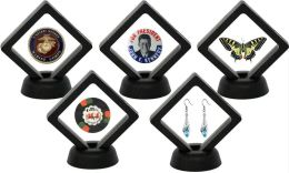 Coin Medals Stamp Display Clear 3D Jewellery Floating Frame Shadow With A Stand Holder Rings Pendant presentation Case Boxes