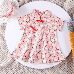 Girl Dresses 2023 Summer Fashion Toddler Girls Sweet Lovely Cheongsam Born Baby Causal Short Sleeve Thin Dress For Kids Clothing