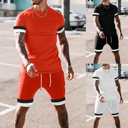 Men's Tracksuits Sets Mens 2 Piece Outfit Jogger Set Solid Sweatsuits Patchwork Shorts Summer Fashion Clothing Male Short Tracksuit