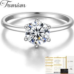 Wedding Rings Trumium Real 051 Ct D Color Diamond Engagement For Women S925 Sterling Silver Bands Fine Jewelry 230627