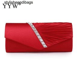 Totes Folds Rhinestone Decor Chain Clutch Bags For Women 2021 Red Evening Party Clucth Envelope Bag Female Girl Luxury Shoulder Pouch stylisheendibags