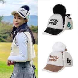 Ball Caps Golf Cap woman hat FallWinter Warm Earcup Earmuff with ball 230628