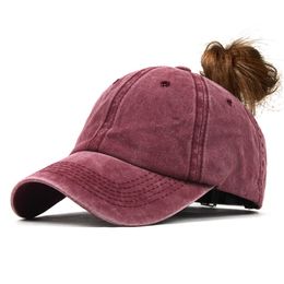 Ball Caps Women Ponytail Baseball Cap Hat Summer Cotton Long Hair Hat Golf Fishing Sports Outdoor Caps Drop 230628