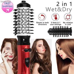 2 In 1 Multifunction Hair Dryer Hot Cold Air Brush Comb Hair Curler Straightener Iron Roll Large Waver Volumizer Curling Wand L230520