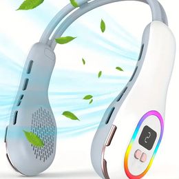 Bladeless Neck Fan - Personal Portable Fan - Comfortable Cooling Wearable Fan With LED Light & LCD Display - Neck Air Conditioner With Rechargeable Battery