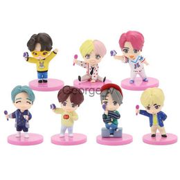 Minifig Ban Boy Groups 7PcsSet New Kpop RM Jin Suga JHope Jimin V Jungkook Doll Toys Action Figure Star Idol Cute ARMY Figurine J230629