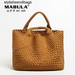 Totes MABULA Stylish Women Woven Tote Luxury Design High Quality Handbag Neoprene Large Capacity Shoulder With Purse Crossbody Bag stylisheendibags