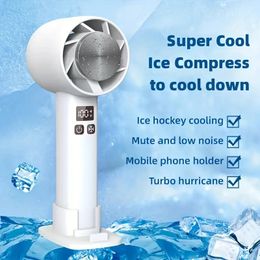 New Digital Display Handheld Ice Dressing Cold Fan Super Quiet Portable Desktop Turbo Mini Fan