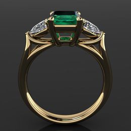 With Side Stones 14k Gold Jewellery Green Emerald Ring for Women Bague Diamant Bizuteria Anillos De Pure Gemstone Females 230629