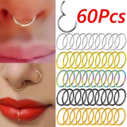 Navel Bell Button Rings 60Pcs 681012mm Steel Small Nose Stud Mixed Color Body Clips Hoop For Women Men Cartilage Piercing Punk Jewelry 230628