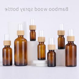 Refillable Portable Perfume Bottle Spray Bottles Sample Empty Containers 5-100ml with Bamboo Pump Sprayer Lids Uhmhb