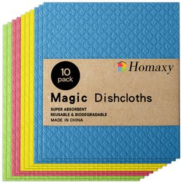 Cleaning Cloths Homaxy 10Pcs Magic Cloth Wood Pulp Sponge Kitchen Towel Reusable Rag Absorbent Dishcloth Degradable Dish 230629