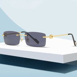 Brand sunglasses New Men's and Women's Frameless Square C-shaped Plate Mirror Legs Sunglasses Optical Frame Glasses