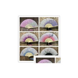 Party Favor Chinese Japanese Folding Fan Sakura Cherry Blossom Pocket Hand Summer Art Craft Gift Drop Delivery Home Garden Festive S Dhndm