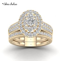 With Side Stones 2PCS Diamond Couple Rings Set Woman Wedding Engagement Sterling Silver Ring Shining Luxury 5A Zircon 14k Gold Classic Jewelry 230629