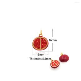 Charms Fruit Fresh Red Garnet Necklace Classic Golden Pomegranate Pendant Jewelry Gifts For Women