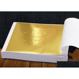 Other Arts And Crafts 9X9Cm 100 Sheets Practical K Pure Shiny Gold Leaf For Gilding Funiture Lines Wall Handicrafts Decoration Xb1 D Dhgew