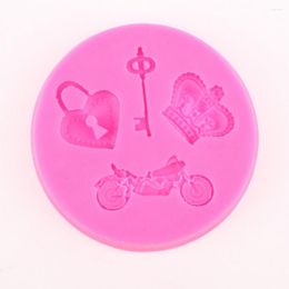 Baking Moulds Mini Crown Motorcycle Lock Key Chocolate Cake Decorating Tools DIY Fondant Silicone Mold F0437