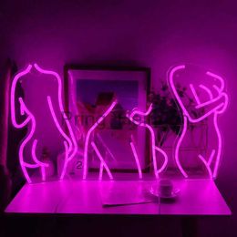 Other Home Decor Sexy Naked Girl Led Neon Sign Light Female Model Acrylic Atmosphere Lamp Wall Art Pub Hotel Cocktail Recreational Decoration J230629