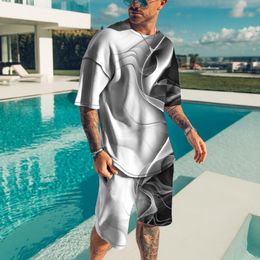 Men s Tracksuits Outfit Summer Short Sleeve T Shirt Set Fashion 2 Piece Streetwear 3D Printed Sports Beach Shorts Sportswear 230629