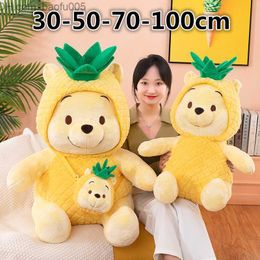 Stuffed Plush Animals New Influencer Pineapple Puff Pooh Plush Toy 30 CM Removable Hat Teddy Bear Dolls The Best Gift For Children LT0017 Z230629