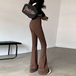 High Waisted Women's Flared Jeans Look Thinner Buttocks Show Temperament Casual Retro Trousers 2023 Spring New Washed Mom