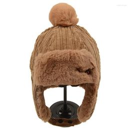 Berets Baby Boys Girls Hat Kids Children Ear Flap Muff Winter Warm Plush Cotton Cap Outdoor Lei Feng Beanie Gifts 2-6 Years