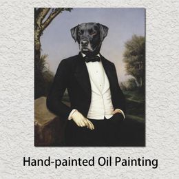 Portrait Dogs Painting Le Baron Oil Picture Canvas Hand Painted for Study Room Wall Decor