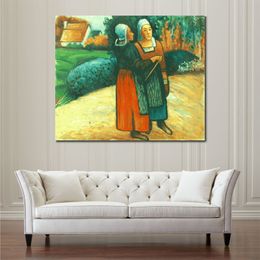 Two Breton Women on The Road Paul Gauguin Painting Landscapes Canvas Art Hand Painted Oil Artwork Modern Home Decor