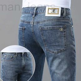 Men's Jeans Mens Designer 2023 Autumn Product Slim Fit Small Straight Leg Fashion Brand Versatile Elastic Pants High End European Goods U1h4